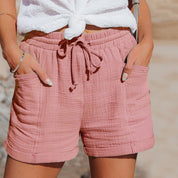 Sommerliche Shorts für Frauen mit Kordelzug und Rollsaum