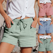 Sommerliche Shorts für Frauen mit Kordelzug und Rollsaum