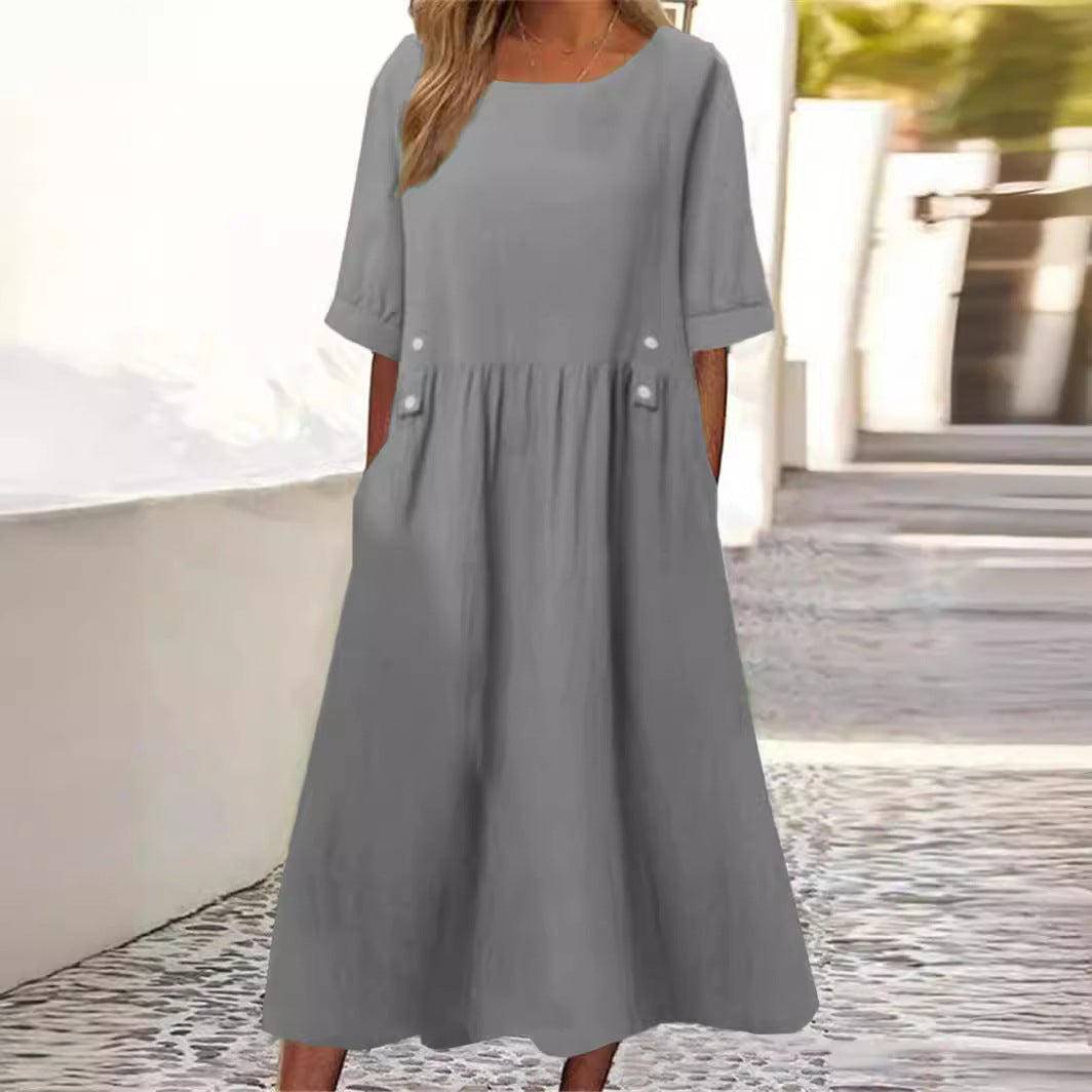 SommerlichesMidikleidfurDamenmitEllbogenarmelnundSeitentaschen_1.jpg