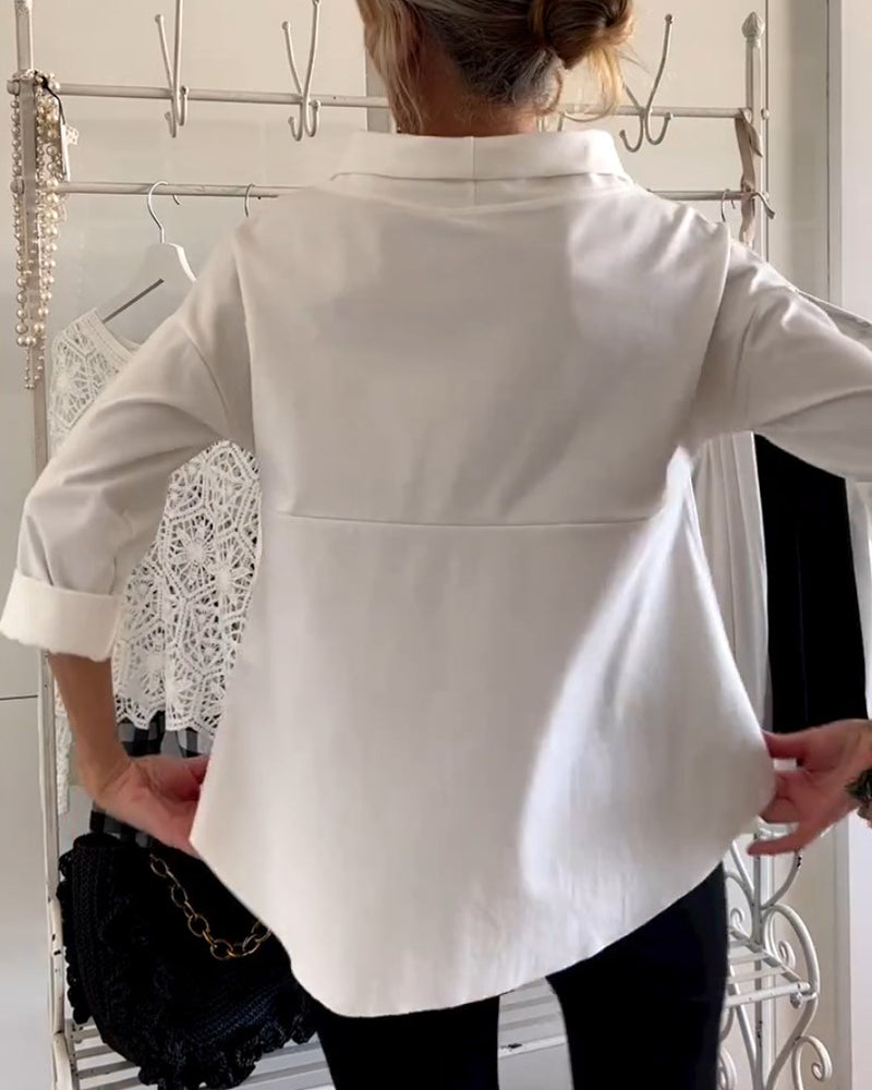 Unifarbenes Oberteil mit weitem Halsausschnitt für Damen