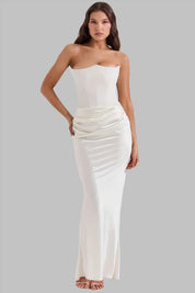 Strapless-Abendkleid aus Satin für Damen mit gerafftem Detail an der Hüfte