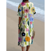 Stylisches Kleid mit V-Ausschnitt und Blumenmuster für Frauen