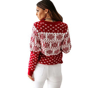 Weihnachts Pullover für Damen mit Schneeflocken-Motiv und Rundhalsausschnitt