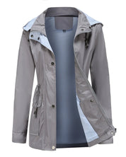 Windbreaker-Jacke mit Kapuze und Reißverschluss für Frauen