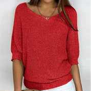 Damen Strickpullover mit halblangen Ärmeln für Frühling und Herbst