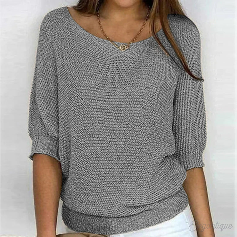 Damen Strickpullover mit halblangen Ärmeln für Frühling und Herbst