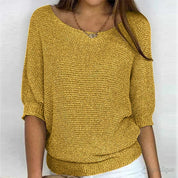 Damen Strickpullover mit halblangen Ärmeln für Frühling und Herbst