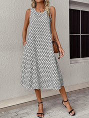 Ärmelloses Midikleid für Damen mit abstraktem roten Print