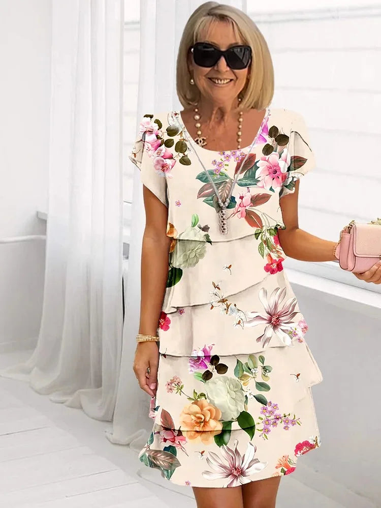 Schickes Kaskaden-Blumenkleid für Frauen