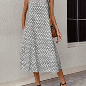 Ärmelloses Midikleid für Damen mit abstraktem roten Print
