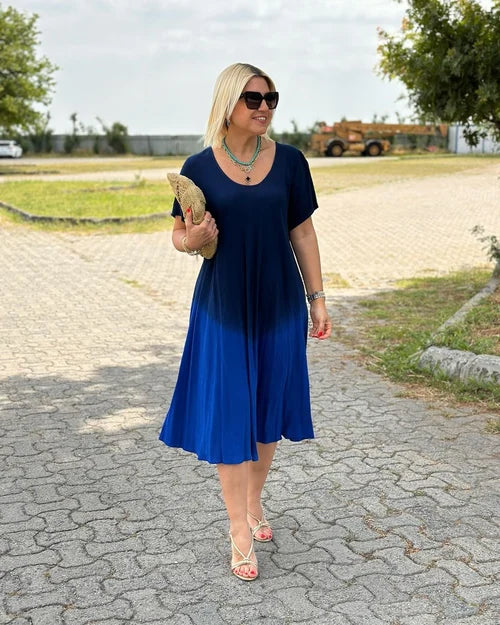 Casual-Midikleid für Damen aus Baumwolle mit Farbverlauf