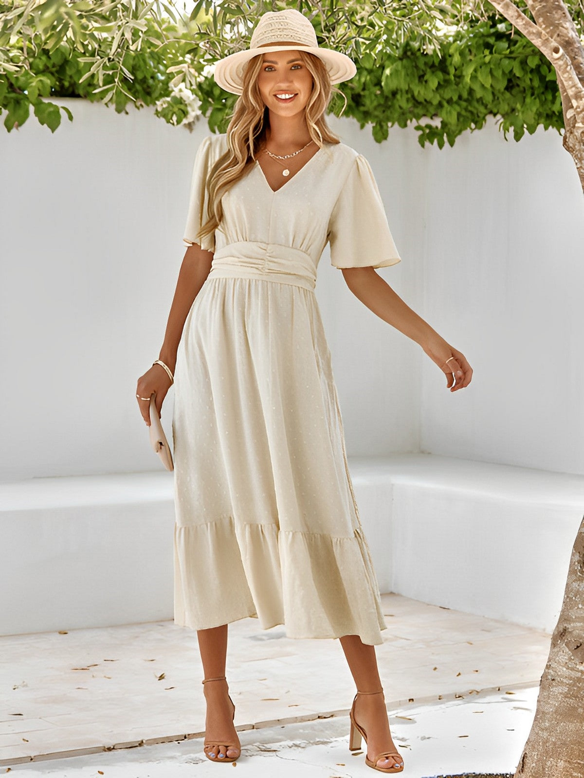 Elegantes Maxikleid mit Gürtel für Frauen