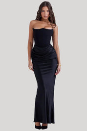 Strapless-Abendkleid aus Satin für Damen mit gerafftem Detail an der Hüfte