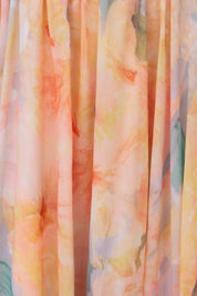Maxikleid für Damen mit Blumenmuster und Neckholder-Ausschnitt aus Chiffon-Mischgewebe