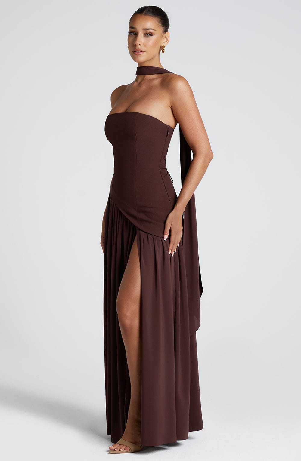 Strapless-Abendkleid für Damen mit hohem Seitenschlitz