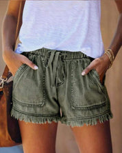 Damen-Sommershorts mit Kordelzug und Fronttaschen