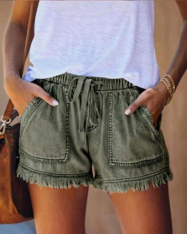 Damen-Sommershorts mit Kordelzug und Fronttaschen