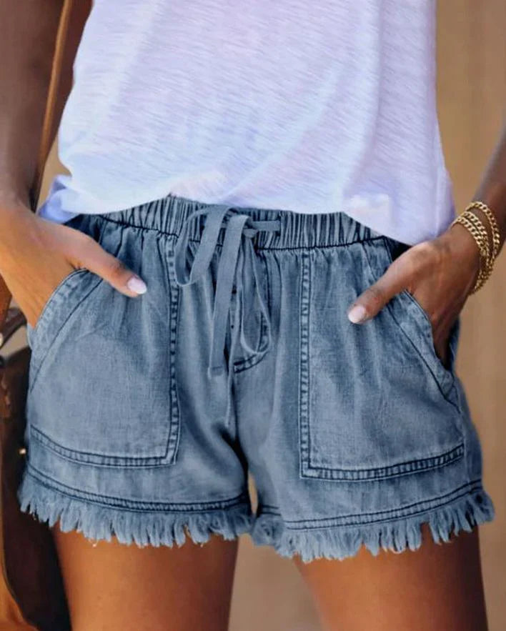 Damen-Sommershorts mit Kordelzug und Fronttaschen