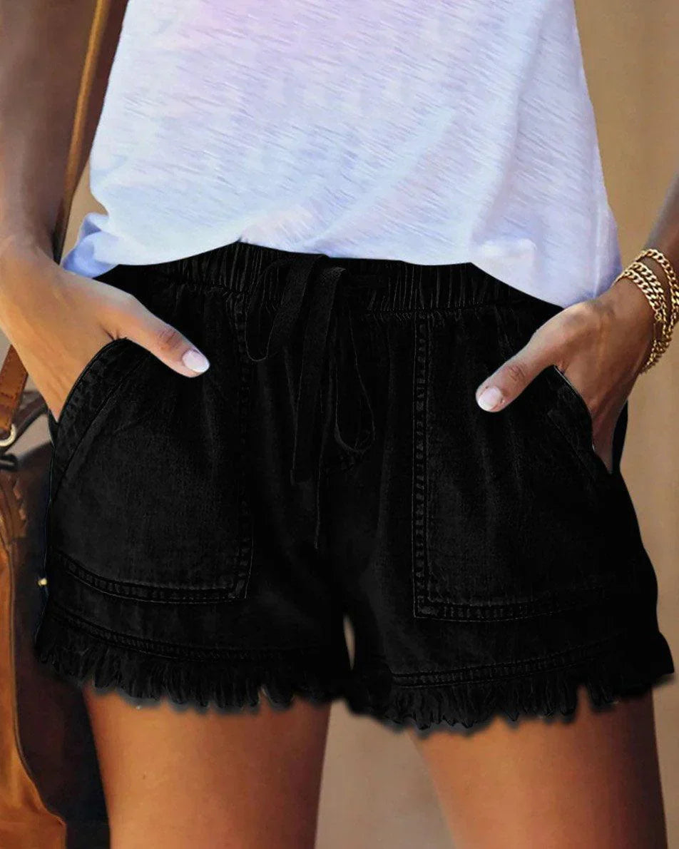 Damen-Sommershorts mit Kordelzug und Fronttaschen