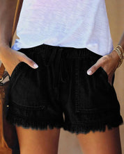 Damen-Sommershorts mit Kordelzug und Fronttaschen