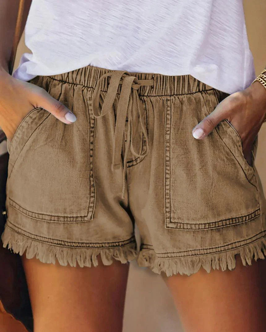 Damen-Sommershorts mit Kordelzug und Fronttaschen