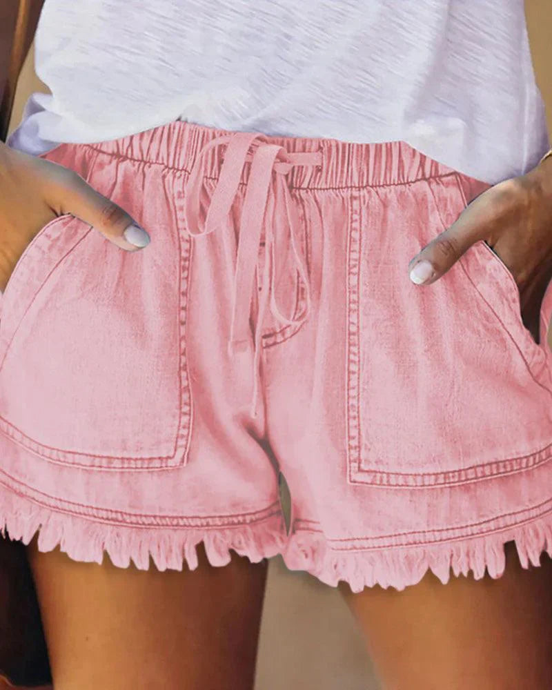 Damen-Sommershorts mit Kordelzug und Fronttaschen